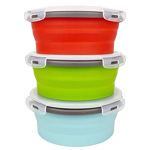 1200ml Large Collapsible Food Containers Silicone Lunch Containers Silicone Leftover Food Containers (3 Count)