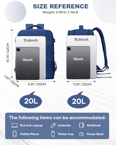 Travel Backpack Carry On for Women Man Gym Backpacks with Laptop Compartment Mochila de Viaje Teacher Personal Item Backpack Airplane Accessories Must Haves Royal Blue Small
