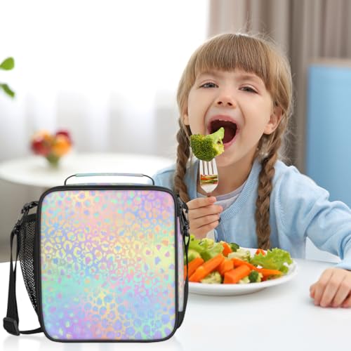 Leopard Print Kids Lunch Bag Rainbow Leopard Skin Insulated Lunch Box Mini Cooler Back to School Thermal Meal Tote Kit Bento Tote Bags Thermal Lunchbox for Boys Girls (Leopard Print)