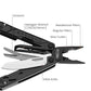 Multitool, 20-in-1 Stainless Steel Multi Tools Pliers with Nylon Sheath, Safe Locking, Professional Multi-Tool for Survival, Camping and Hunting, Black