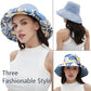 Womens Sun Hats Wide Brim Reversible Bucket Cotton Hat Packable Summer Travel Cap with Hat Clip