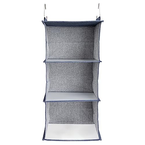 Hanging Cotton Blend Closet Organizer with 3 Storage Shelves