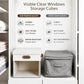 13x13 Inch Ultra Thick Fabric Storage Bins with Lids & Windows (3 Count)
