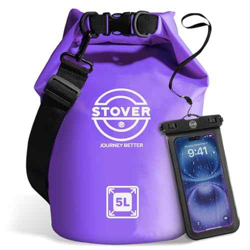5/10/25/30/40L Waterproof Dry Bag, Small Lightweight Roll Top Dry Bag Backpack w/Waterproof Phone Case, Kayaking, Travel, Hiking, Fishing, Tubing, Camping, the Beach, Men/Women (Purple)