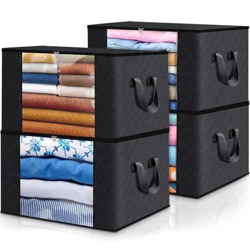 4 Pack Storage Bags for Clothes Blanket Storage Bins with Lids (4 Count)