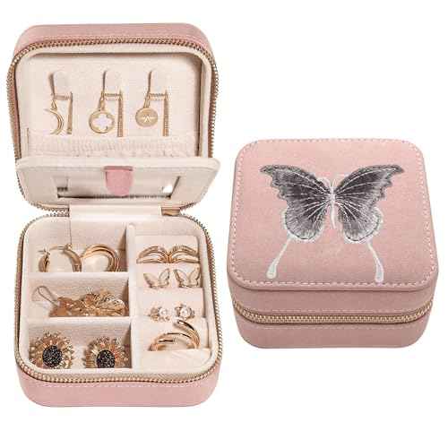 Travel Jewelry Organizer Boxes for Women Small Portable Necklace Earrings Bracelet Rings Travel Case Best Friend Birthday Gifts for Women Trendy