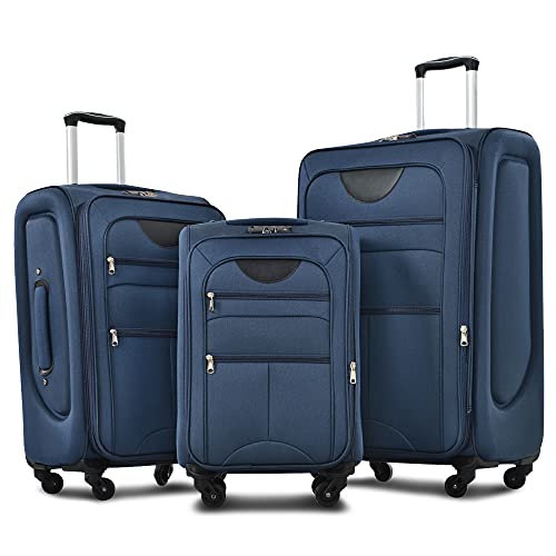 Softside Luggage Set Softshell Lightweight 3 Piece Spinner Suitcase (3 Count)