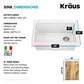 Bellucci 28 inch Granite Workstation Drop In Top Mount Single Bowl Kitchen Sink in White with Accessories
