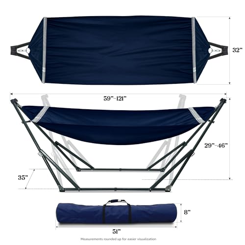 Ultimate Relaxation Portable Hammock Stand with Cotton Canvas Net