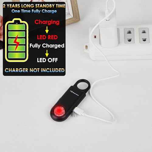 135dB Rechargeable Personal Alarm with Ultra Bright Flashlight