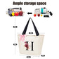 Tote Bag, A-Z Initial Monogrammed Waterproof Tote Bag, Bridesmaid Gifts for Women, Black and Pink (H, Beige)