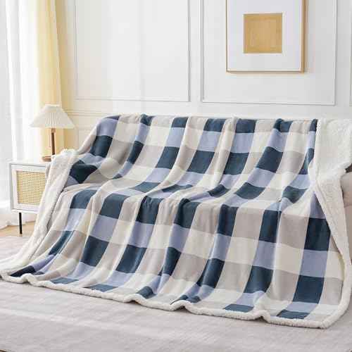Sherpa Throw Blanket Reversible Large Big King Size Flannel Blankets for Bed