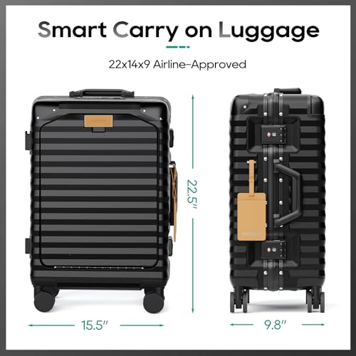 20 Inch Carry on Luggage with Aluminium Frame and Front Pocket