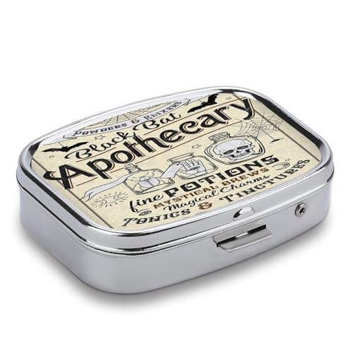 Metal 2 Compartment Pill Organizer Travel Friendly Portable Compact Pill Box Cute Pill Case to Hold Vitamins