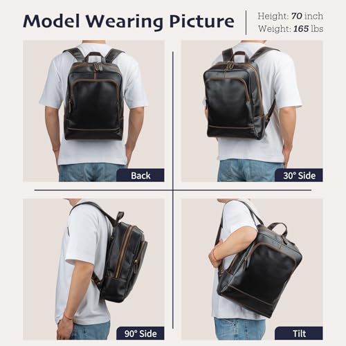 Leather Backpack for Men 15.6" Laptop Backpack 100% Madagascar top