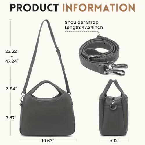Genuine Leather Purses for Women with Detachable Satchel Strap