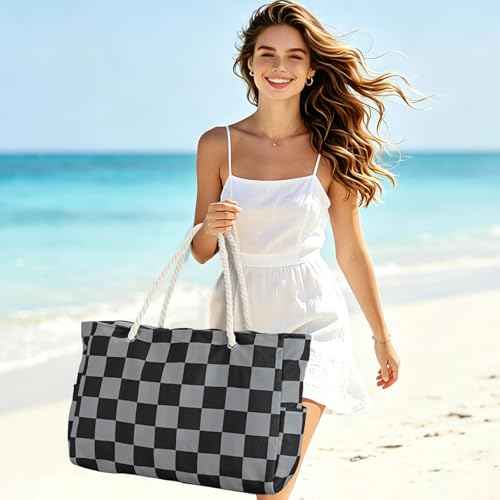 Beach Bag Large Beach Tote Bag for Women Waterproof Sandproof Swim Pool Bag With Zipper