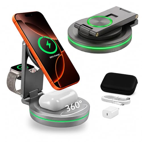 Travel Charger 3 in 1 Aluminum Wireless Charging Station