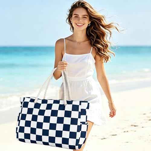 Beach Bag Large Beach Tote Bag for Women Waterproof Sandproof Swim Pool Bag With Zipper