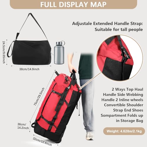 86L Collapsible Wheeled Duffle Bag Waterproof