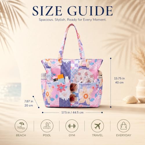 Waterproof Beach Tote Pool Bags for Women Ladies Extra Large Carry On Bag With Wet Compartment for Weekender Travel