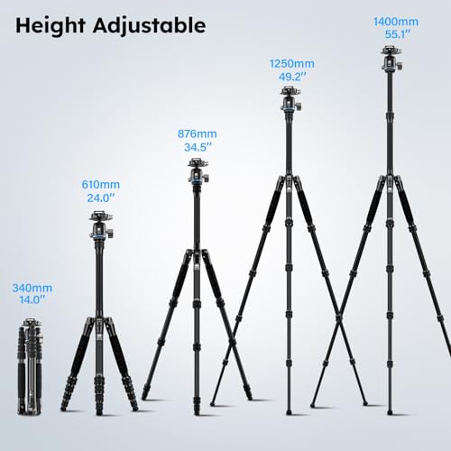 AM-025K+KS-5 Carbon Fiber Travel Tripod, Ball Head, 55.1"