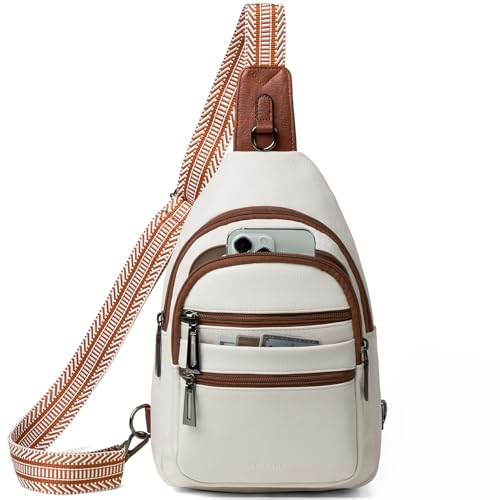Sling Bag for Women Crossbody Bags Fanny Pack Sling Purse Backpack Vegan Leather Shoulder Bag Gifts Travel Handbag Anti Theft Beige