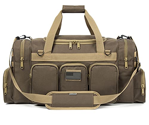 Tactical Range Duffel Heavy Duty Military Molle Gear Travel Sports Gym Bag Lockable Zippers with US Flag Patch