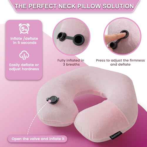 Inflatable Travel Neck Pillow for Airplane to Relieve Neck Pain