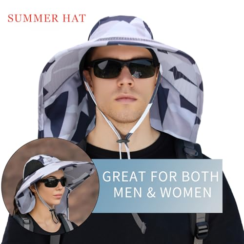 Sun Hat for Men Women with Neck Flap