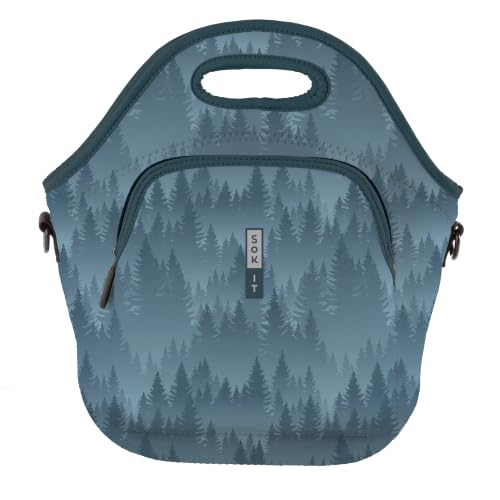 LunchTote Zippered Bag Insulated Neoprene Caddy (Foggy Woods / X-Large 6.5 Quart Lunch Tote)
