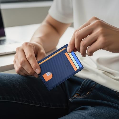 Slim Minimalist Front Pocket RFID Blocking Leather Wallets for Men and Women