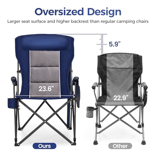 Heavy Duty 550LBS Padded Camping Chairs with Lumbar Support