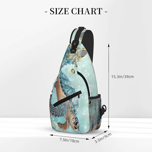 Sling Bag Turtle Sea Coral Ocean Hiking Daypack Crossbody Shoulder Backpack Travel Chest Pack for Men Women