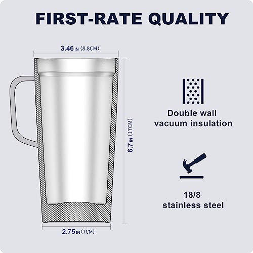 20 oz Insulated Coffee Mug with Lid and Handle