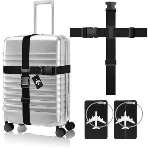 Cross Luggage Straps for Suitcase and Luggage Tags 3 Packs