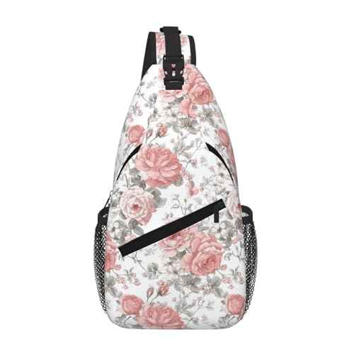 Sling Bag Floral Vintage Hiking Daypack Crossbody Shoulder Backpack Travel Chest Pack for Men Women