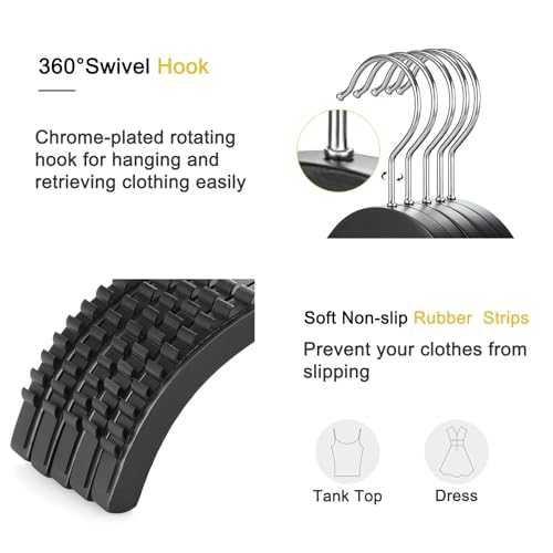 Slim Wooden Hangers with Extra Soft Non (30 Count)