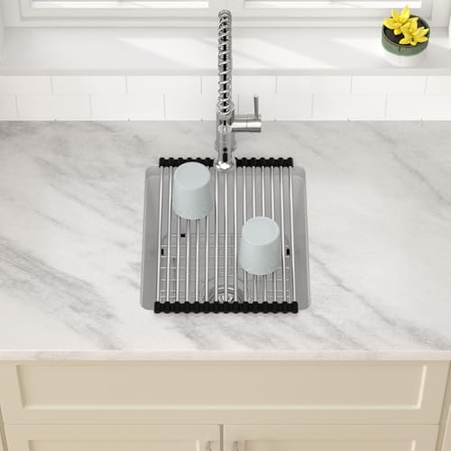Dcolara 15 Inch White Undermount Wet Bar Sink Single Bowl Kitchen Sink Modern prep sink Granite Composite