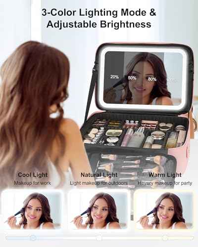 Large Makeup Case with LED Mirror