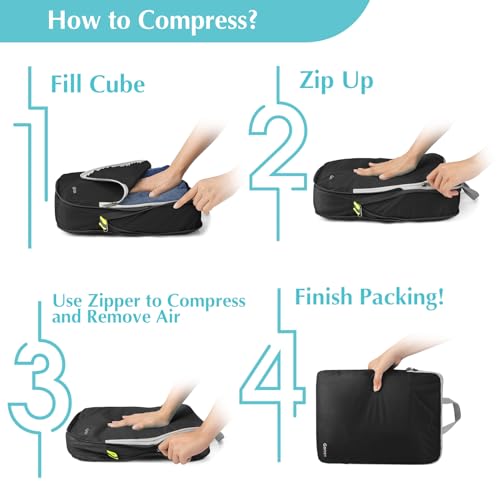 6 Piece Compression Packing Cubes with Shoe Bag (6 Count)