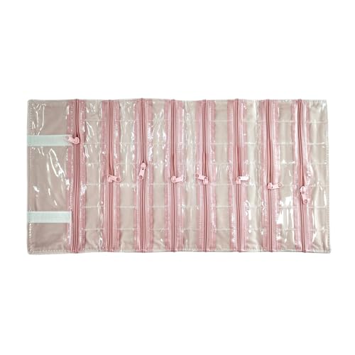 Travel Jewelry Roll Bag Portable Organizer Pouch With Grids&PVC Cover Storage Bags for Necklace