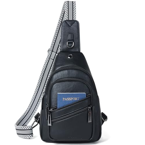 7L Crossboydy Sling Bag for Women Vegan Leather Crossbody Purse Fanny Pack Chest Bag for Travel