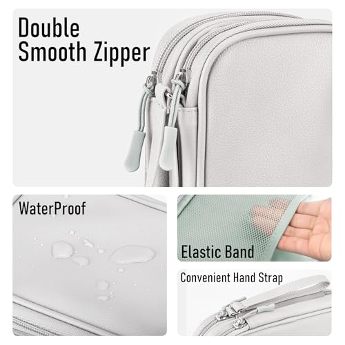 PU Leather Cable Organizer Double Layer Travel Pouch