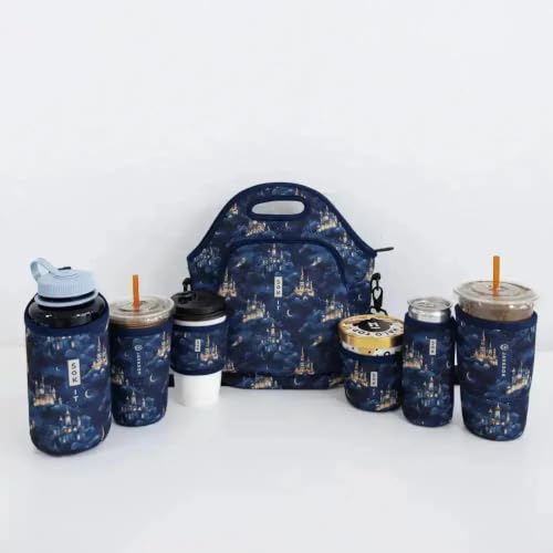 LunchTote Zippered Bag Insulated Neoprene Caddy (Castle in the Sky / X-Large 6.5 Quart Lunch Tote)