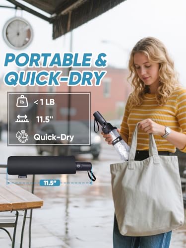 Windproof Travel Umbrellas for Rain and Sun (2 Count)
