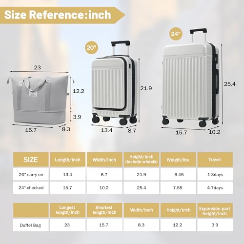 Luggage Sets Front Opening (2 Count)