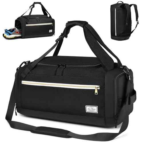 Gym Bags for Men with Shoes Compartment & Wet Pocket 4 Way Large Sports Duffle Bag Backpack Weekender Overnight Bag for Travel