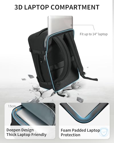 18" Travel Backpack Airlines Approved Personal Item Bag Women Black