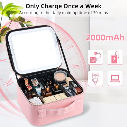 Travel Makeup Bag with LED Mirror